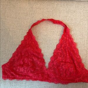 Lace Halter Bralette - Bright Pink
